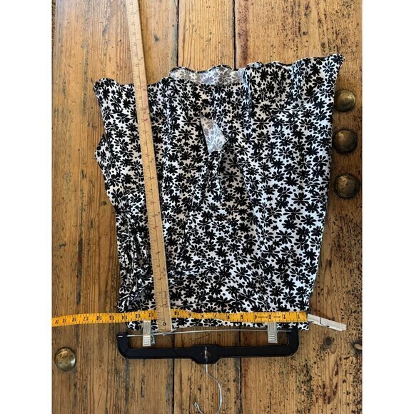 NWT-Loft Women's White/Black Skirt Size 0 midi skirt ruffles viscose - Picture 6 of 6